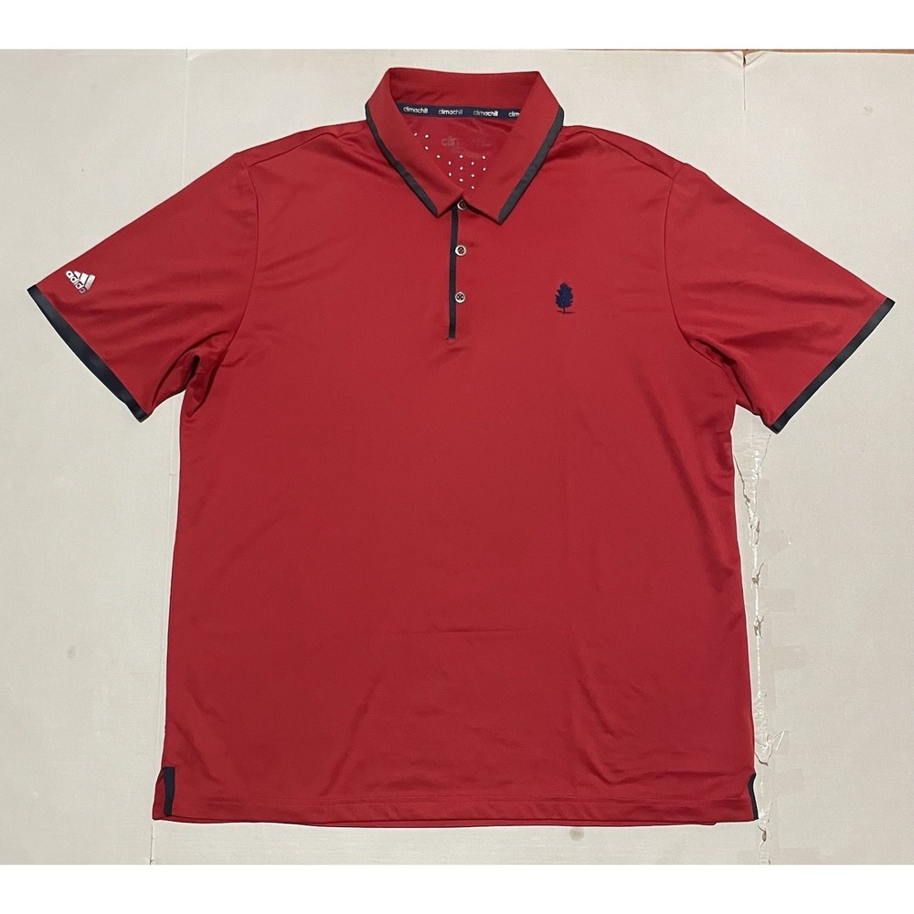 Adidas Polo Shirt Mens Size Large‎ Solid Red Short Sleeve Climachill Golf Active